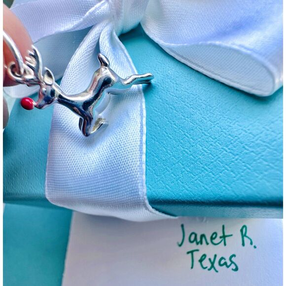 Tiffany & Co. Extremely RARE Rudolph Reindeer Christmas Charm Silver Red Enamel - Picture 5 of 9